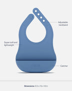 Lalo First Bites Silicone Baby Feeding Set - Baby Led Weaning Supplies - Non-Toxic Silicone - Includes 1 Bib, 2 Spoons, Training Cup, Suction Plate and Bowl - 6 Pieces - Blueberry