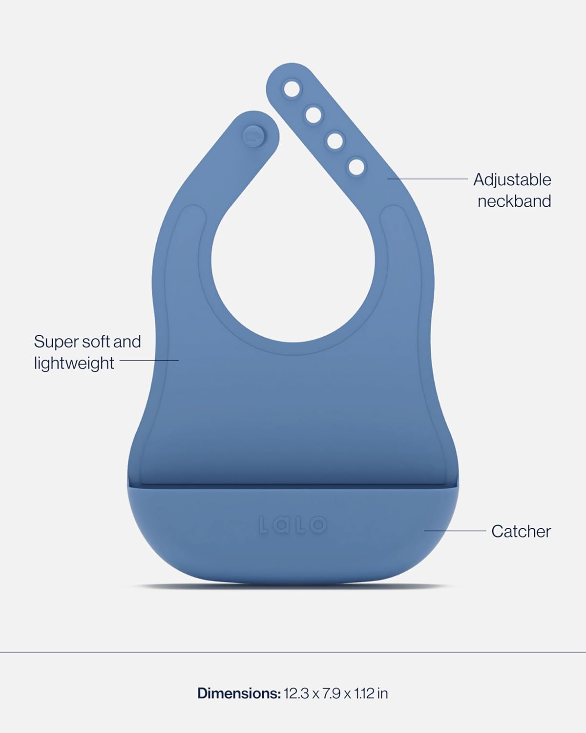 Lalo First Bites Silicone Baby Feeding Set - Baby Led Weaning Supplies - Non-Toxic Silicone - Includes 1 Bib, 2 Spoons, Training Cup, Suction Plate and Bowl - 6 Pieces - Blueberry