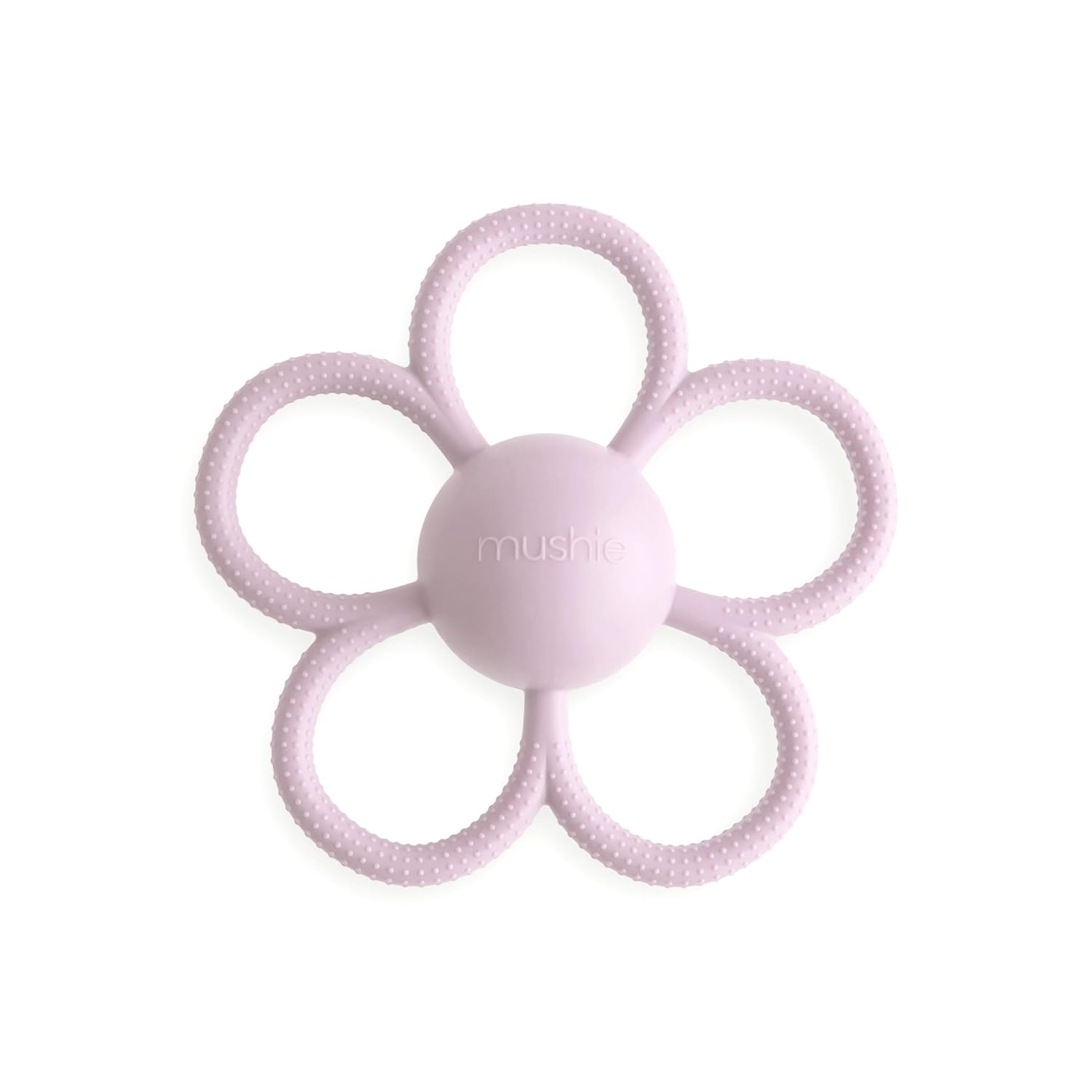 mushie Silicone Baby Daisy Rattle Teether Toy (Dusty Rose)