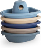 mushie Stackable Bath Boats Toy (Petal) | Floating Bathtub Toys for Baby & Toddler, Set of 5 | Made in Denmark