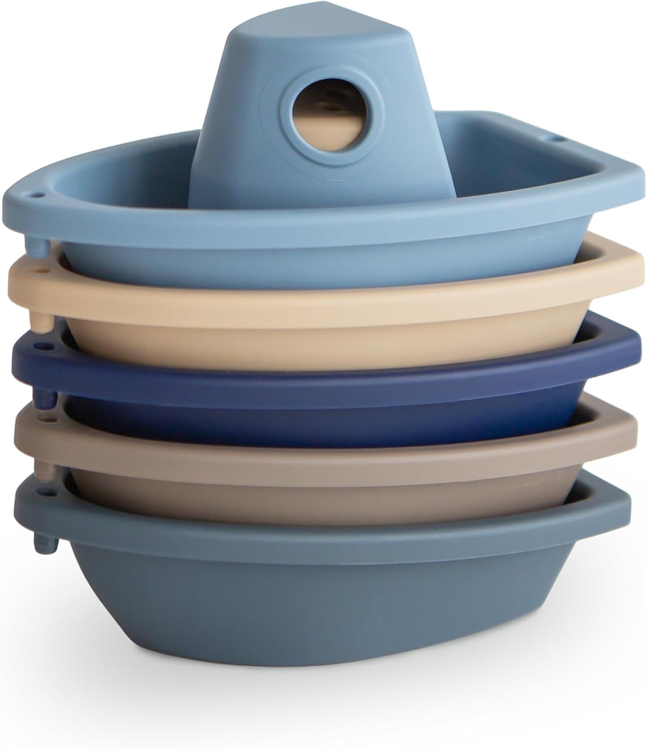 mushie Stackable Bath Boats Toy (Petal) | Floating Bathtub Toys for Baby & Toddler, Set of 5 | Made in Denmark