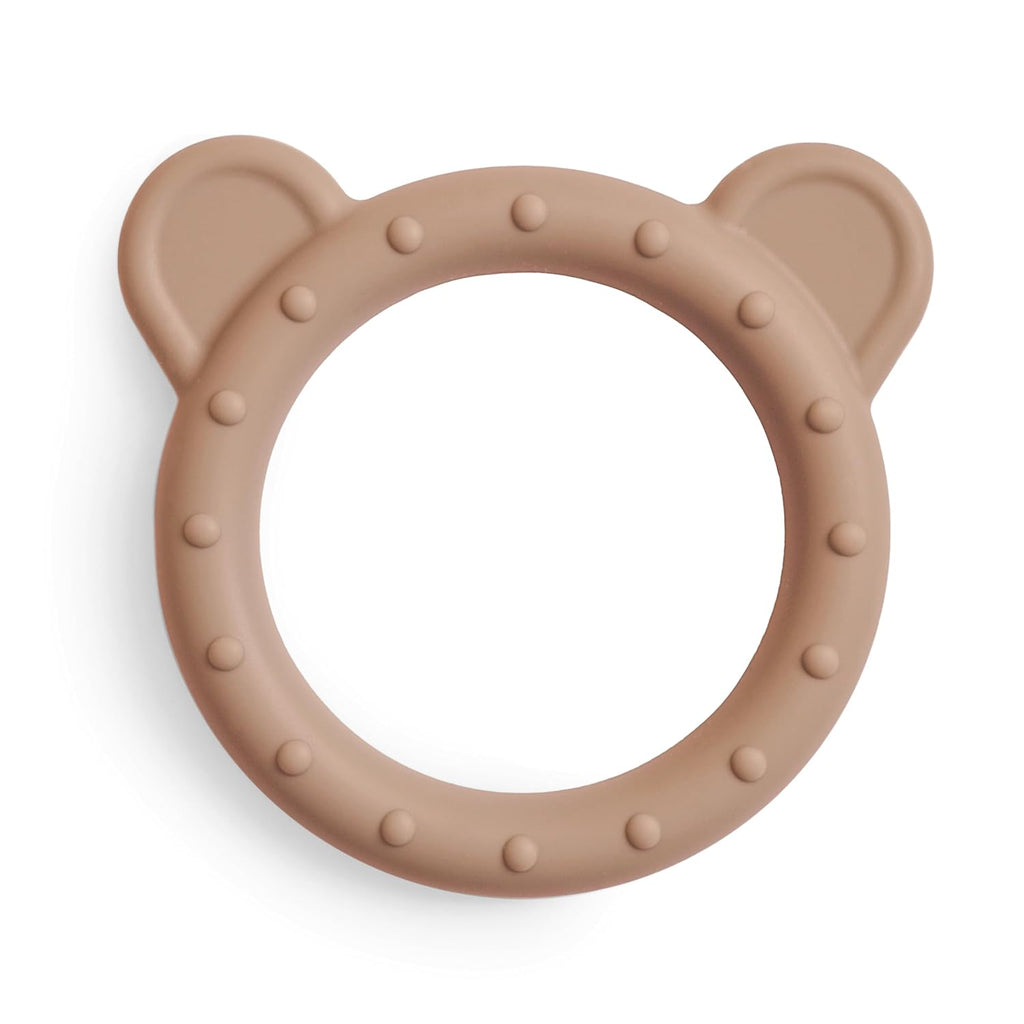 mushie Silicone Baby Teether Toy | Dog Brown