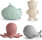 mushie Dino Bath Toys Play Set for Toddlers | 100% Food Grade Silicone | Mold Free, Pack of 5