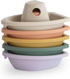 mushie Stackable Bath Boats Toy (Petal) | Floating Bathtub Toys for Baby & Toddler, Set of 5 | Made in Denmark