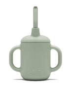 Lalo Little Cup, Non-Toxic Silicone Straw Cup with Handles - Baby and Toddler Sippy Cup - Mini Cup and Straw Training System, 4oz, Sage