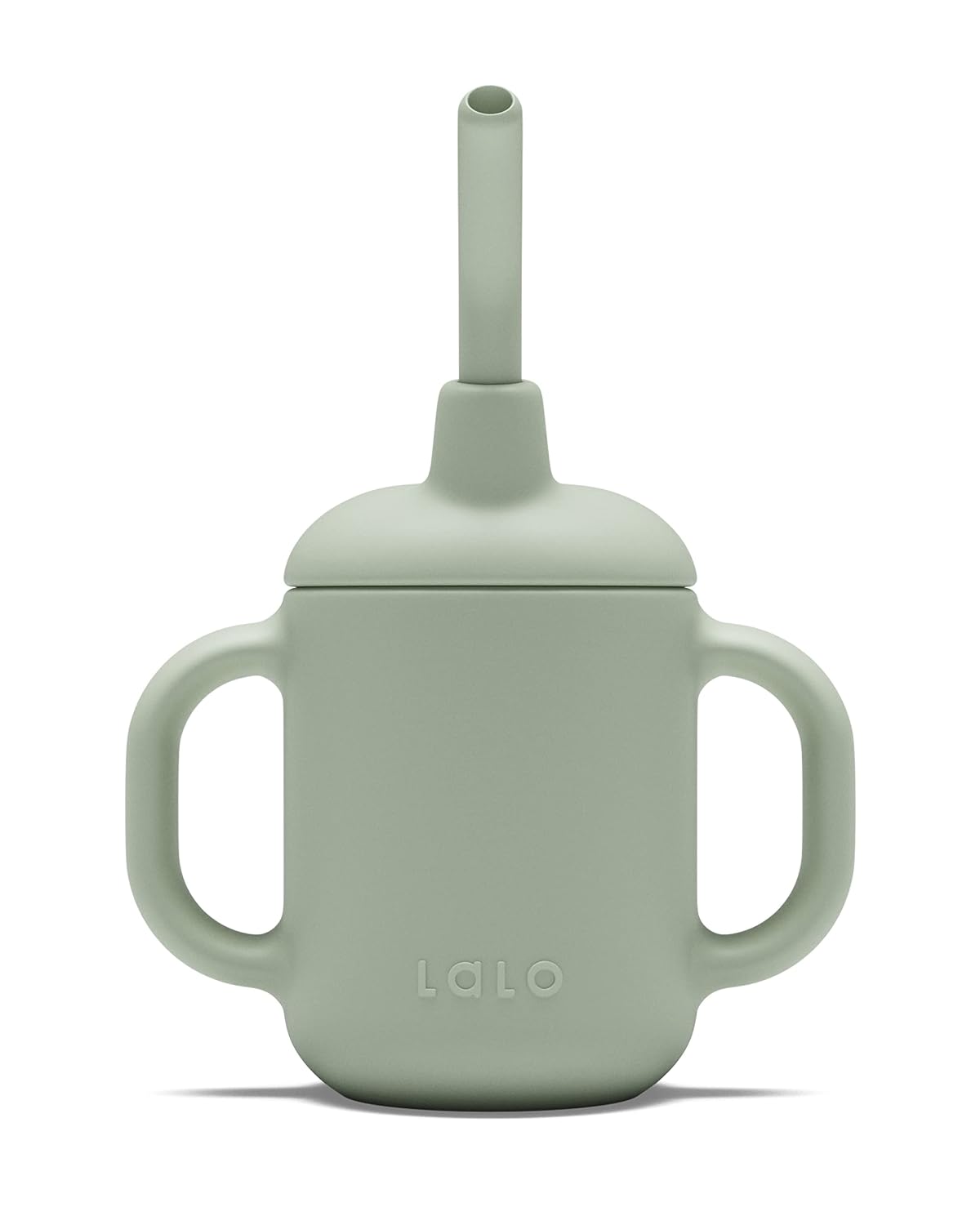 Lalo Little Cup, Non-Toxic Silicone Straw Cup with Handles - Baby and Toddler Sippy Cup - Mini Cup and Straw Training System, 4oz, Sage