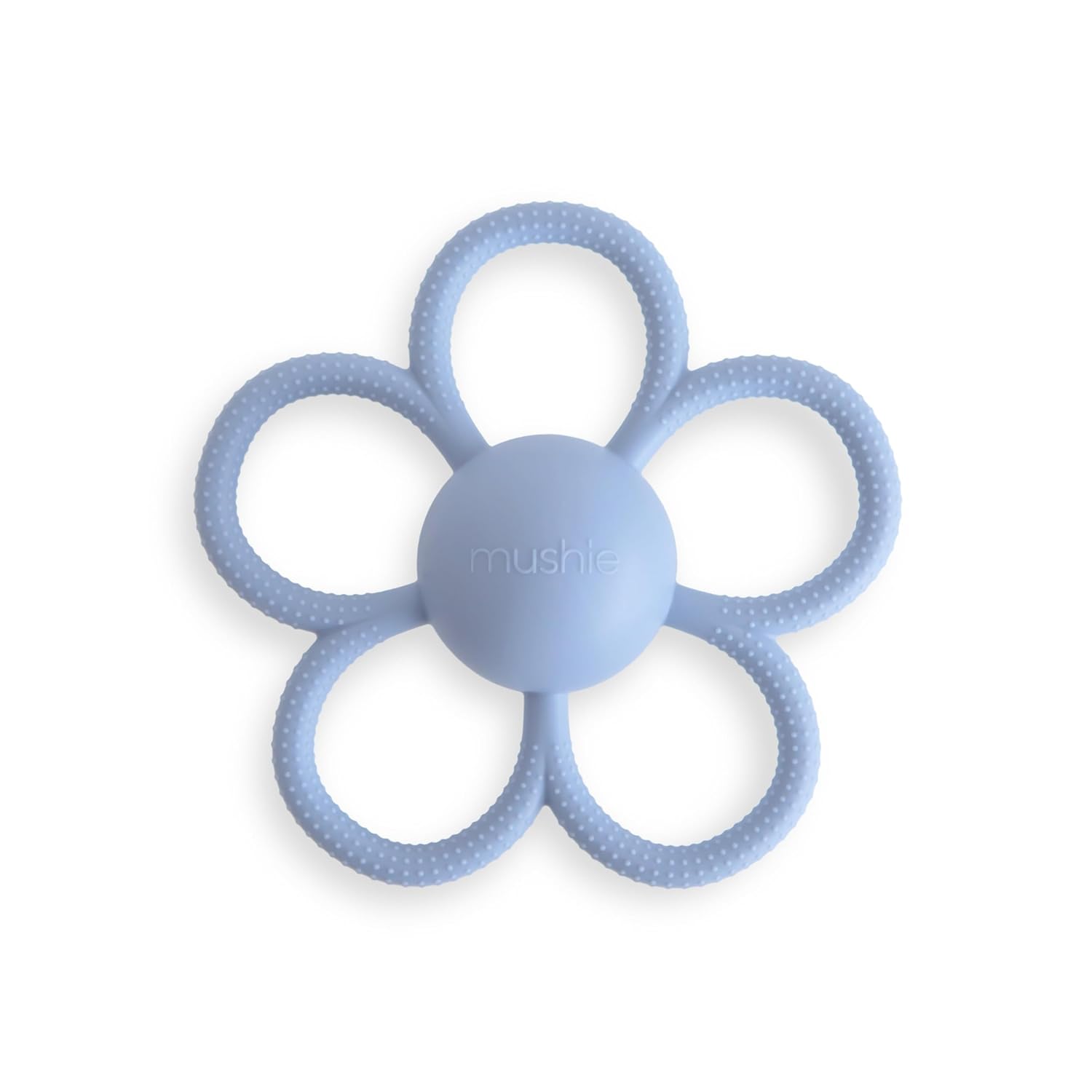 mushie Silicone Baby Daisy Rattle Teether Toy (Dusty Rose)
