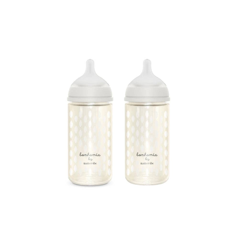 Suavinex Bonhomia 2 Pack SX PRO™ 8oz Glass Bottle, Beige