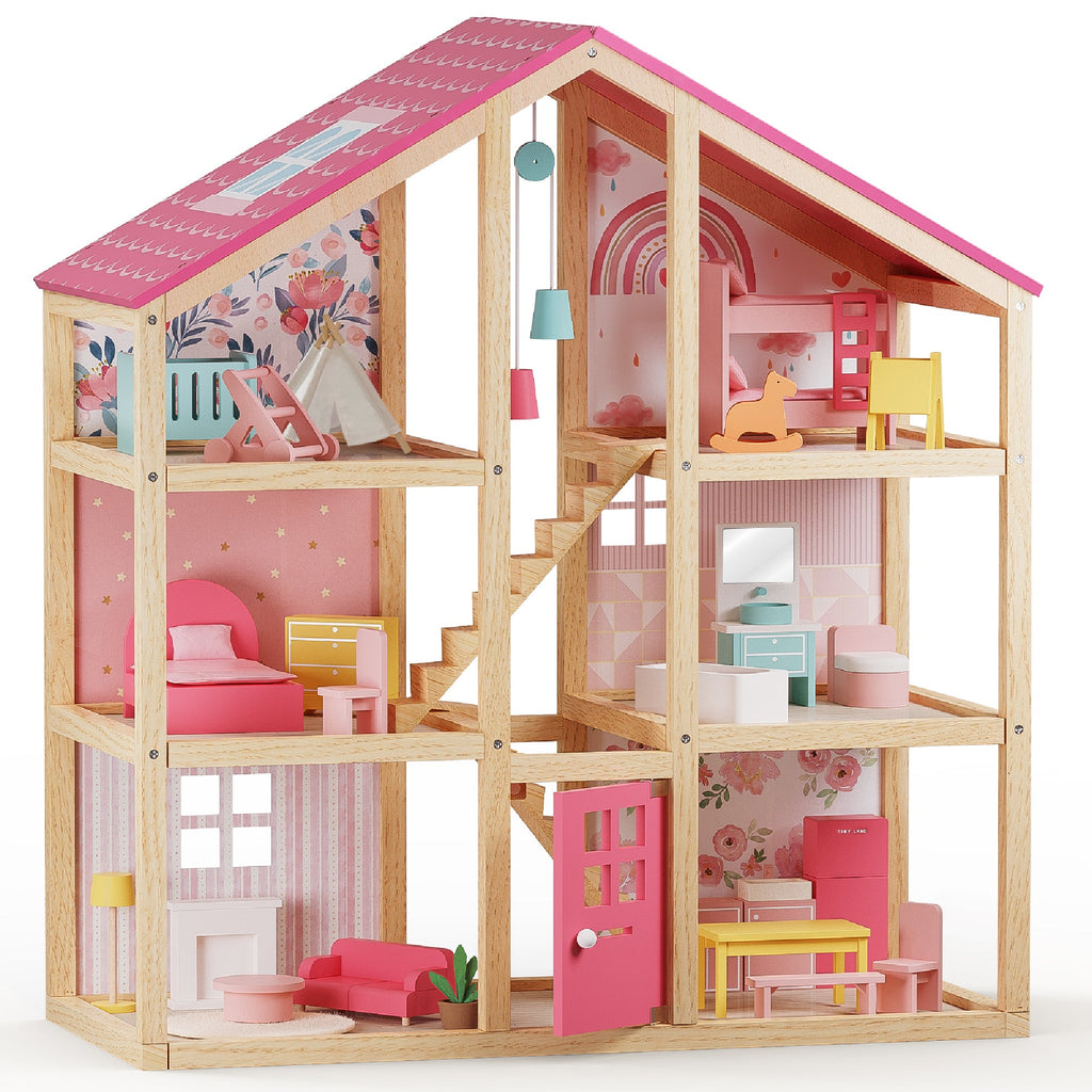 Tiny Land® Sweetwood Casa de Muñecas y Muñecas de Madera