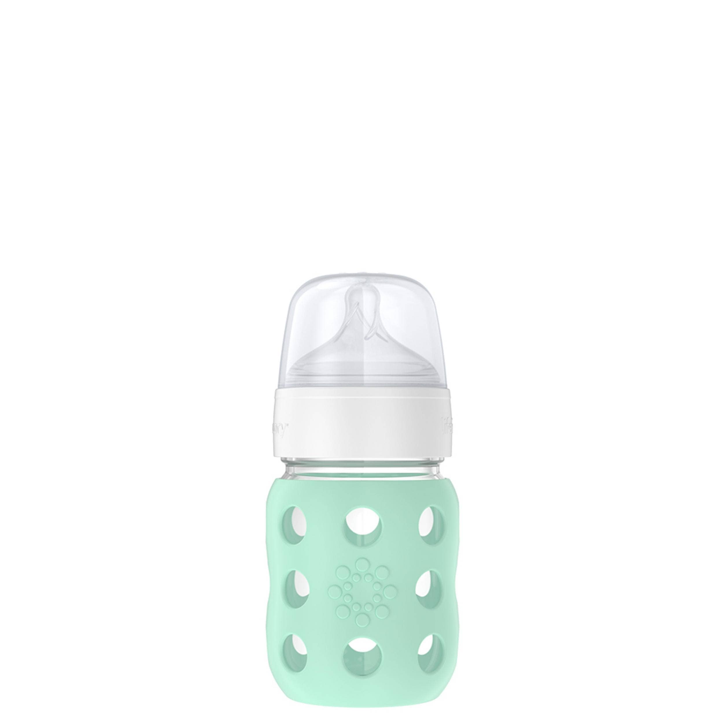 8oz Glass Baby Bottle Stage 2 Nipple, Stopper, Cap