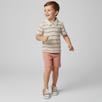 Organic Collar Tee & Shorts Set - Terra Stripes
