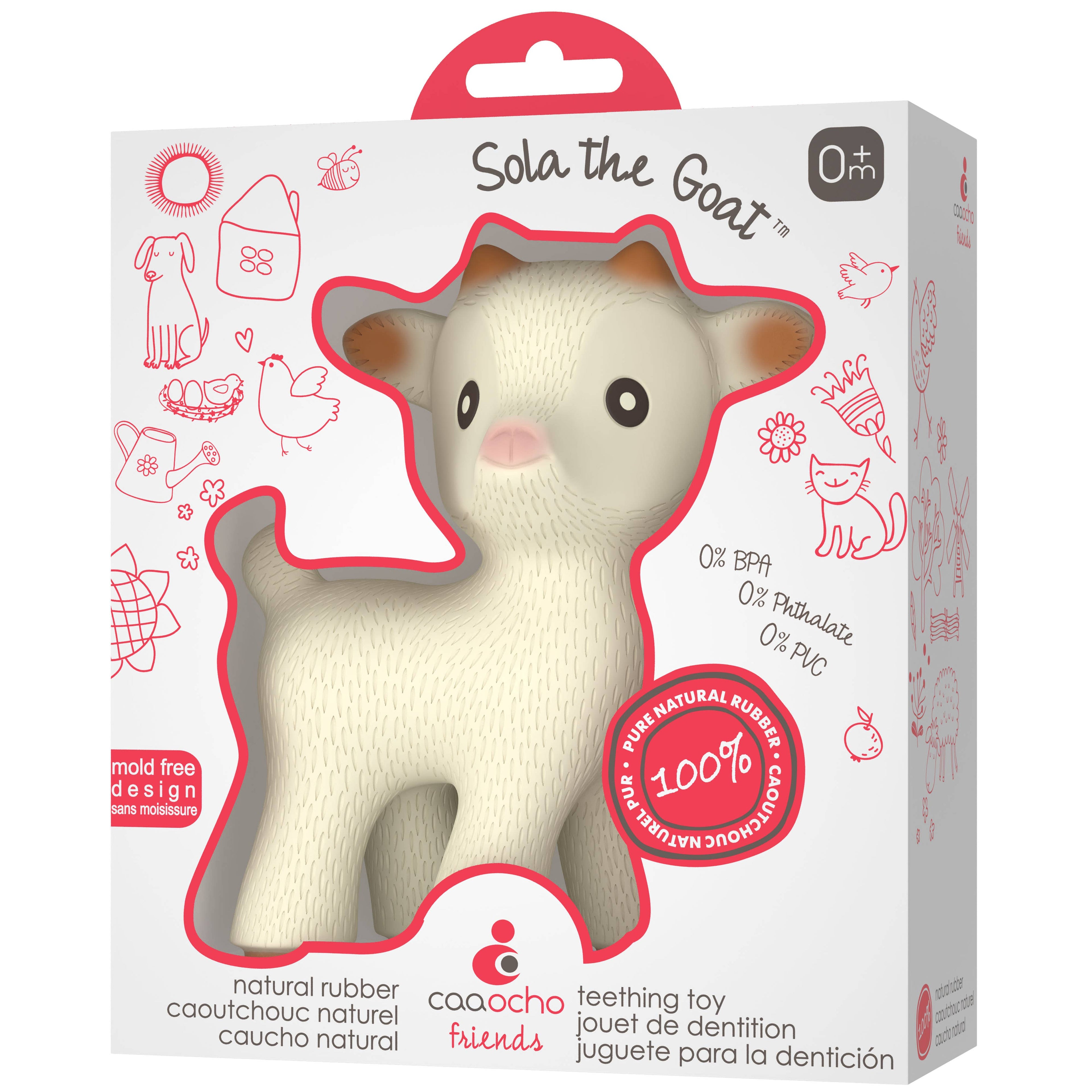 Natural Rubber Teether Goat, Non-Toxic, Mold-free Design