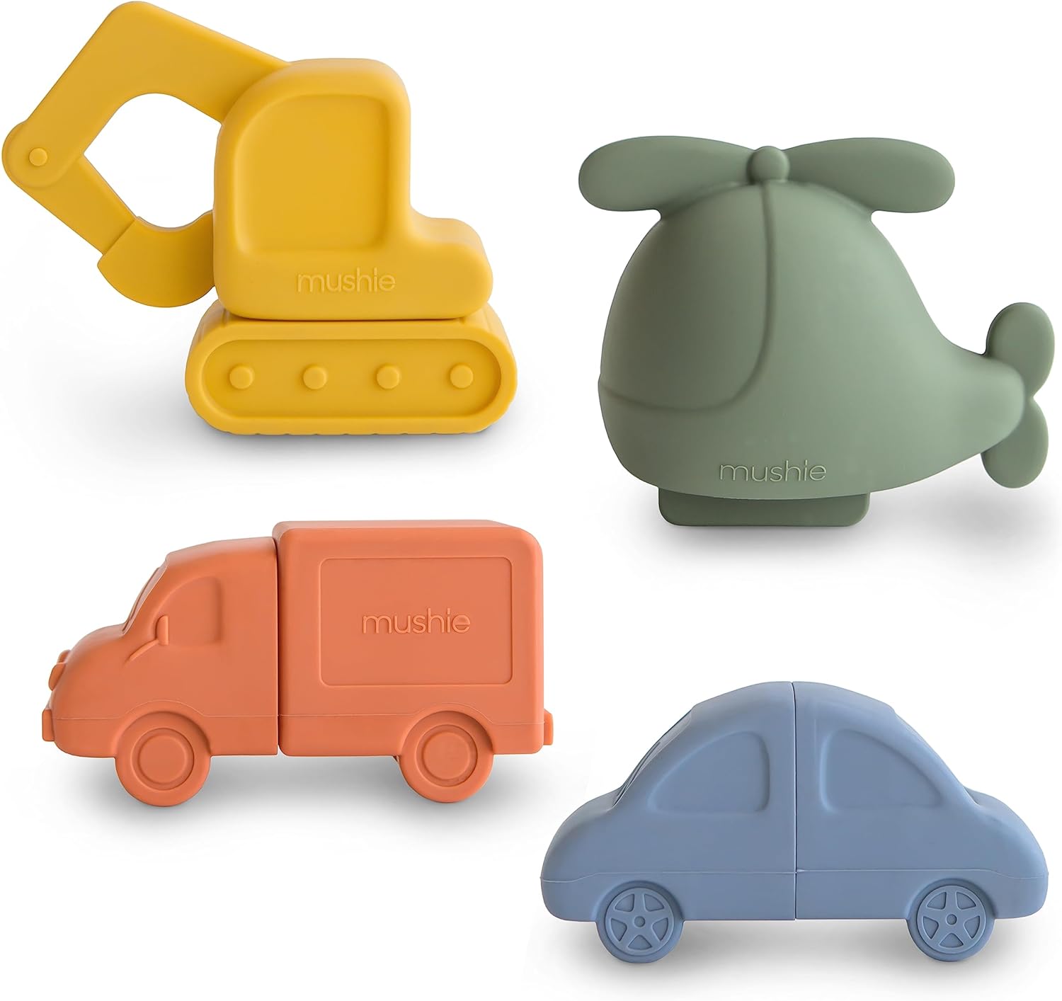 mushie Dino Bath Toys Play Set for Toddlers | 100% Food Grade Silicone | Mold Free, Pack of 5