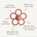 mushie Silicone Baby Daisy Rattle Teether Toy (Dusty Rose)