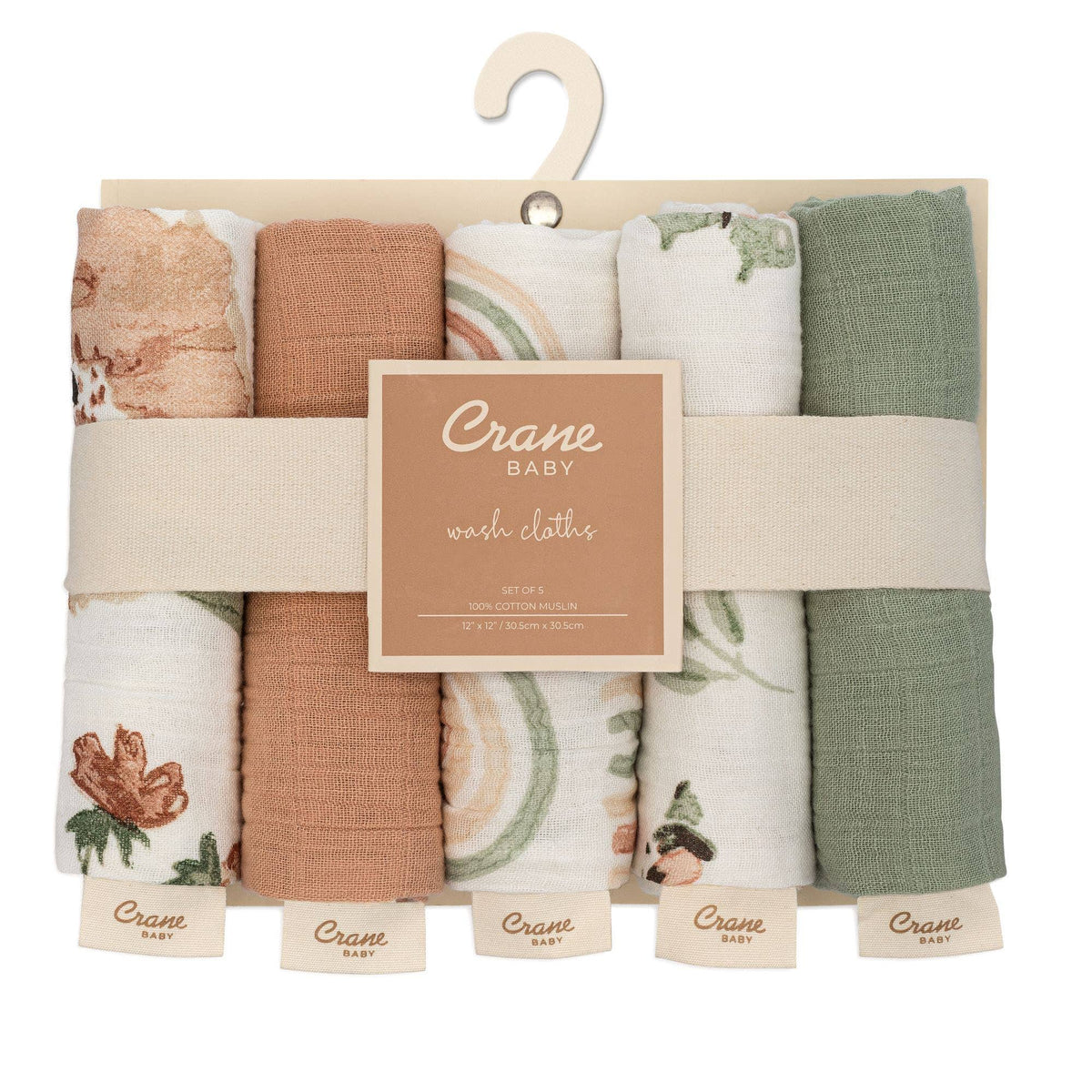 Set de 5 paños de lavado para bebé Parker (floral rosa)