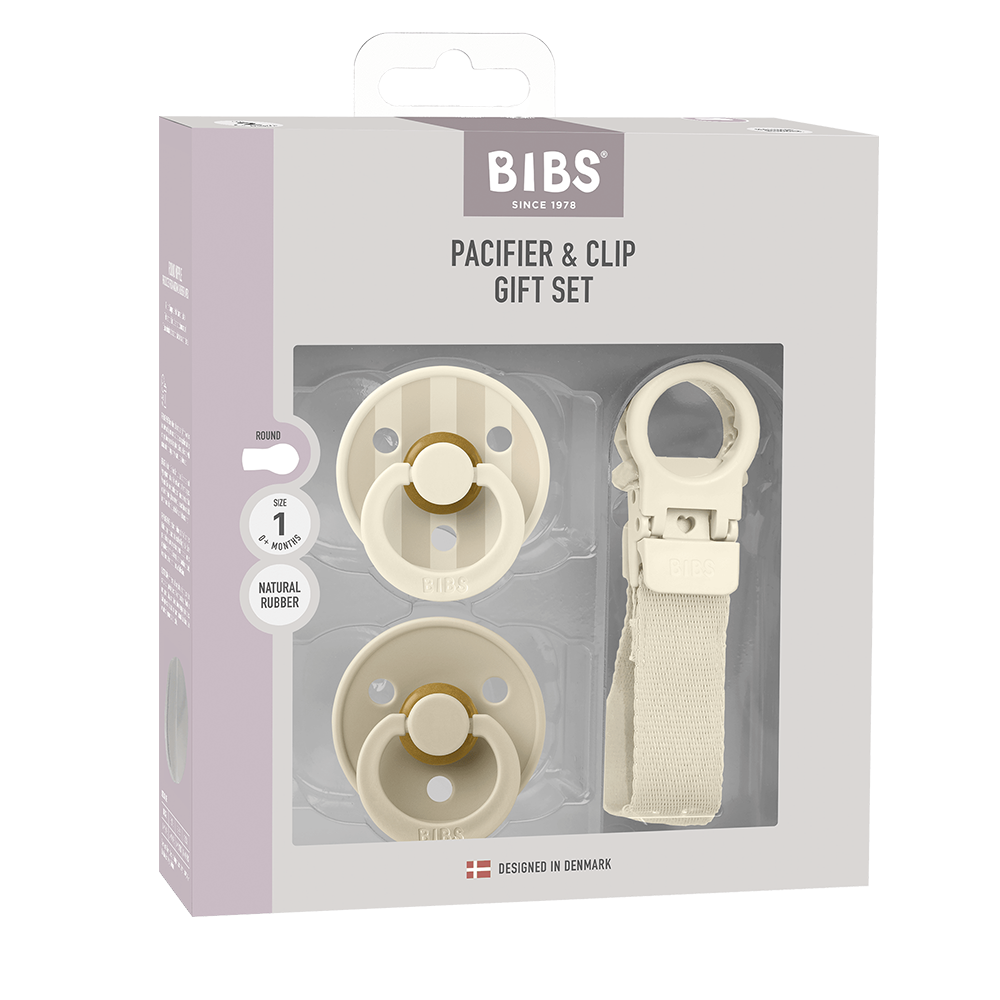 BIBS Colour Pacifier & Loop Clip Gift Set, Size 1