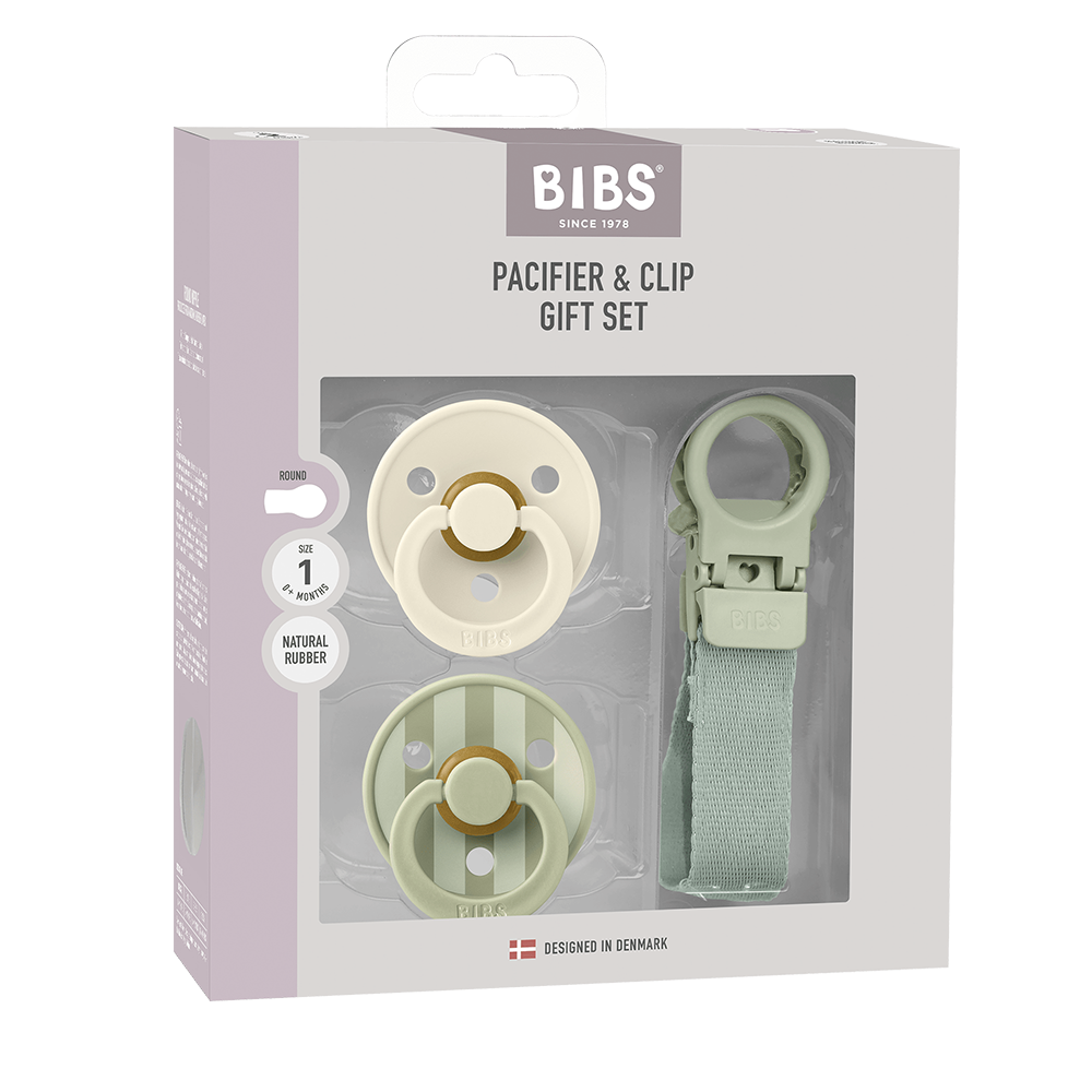 BIBS Colour Pacifier & Loop Clip Gift Set, Size 1