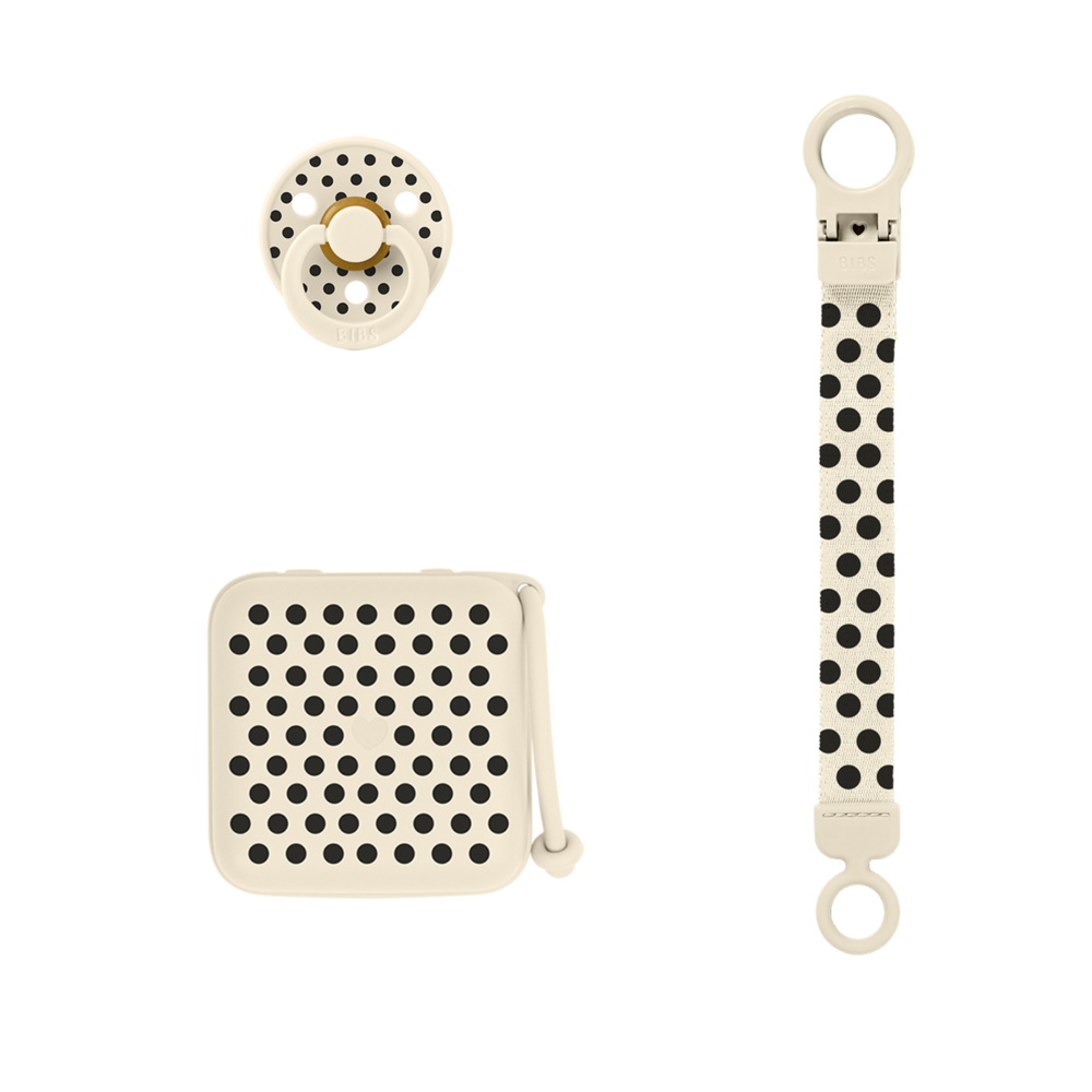 BIBS Soothe & Go Polka Gift Set — Ivory/Black