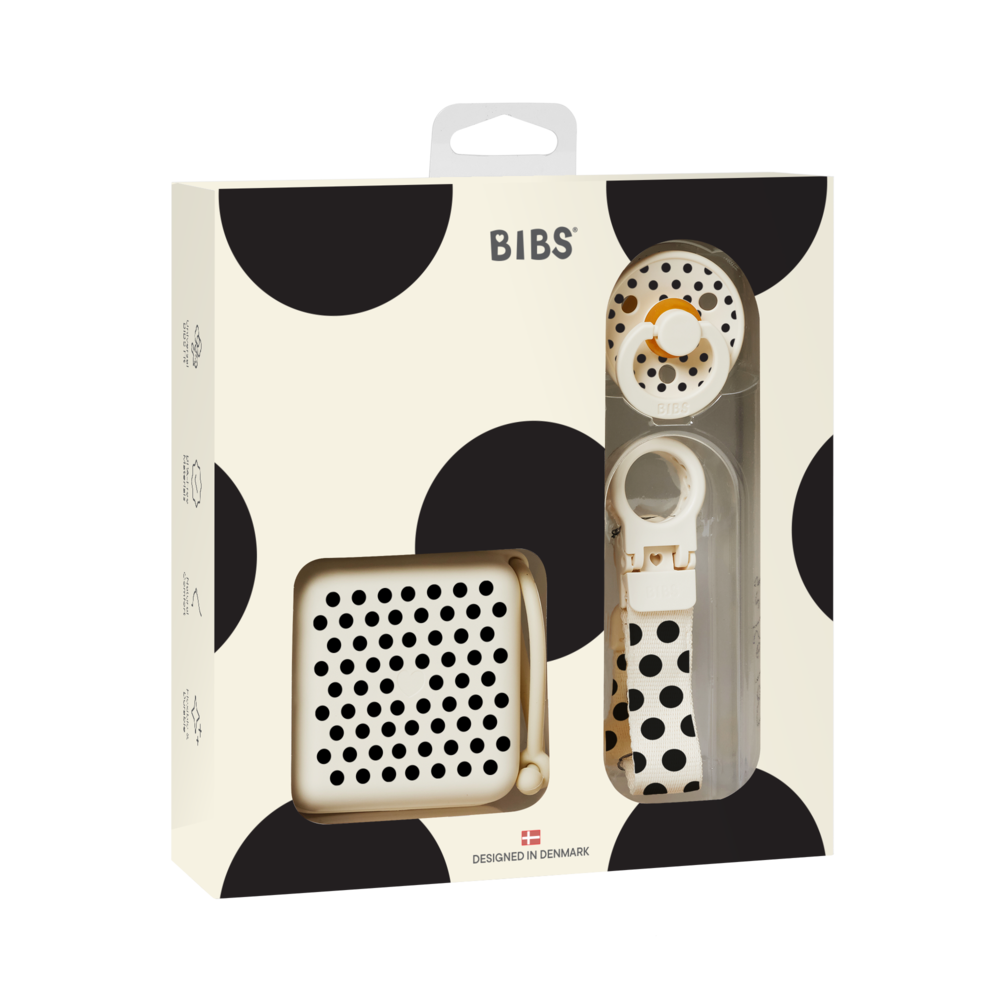 BIBS Soothe & Go Polka Gift Set — Ivory/Black