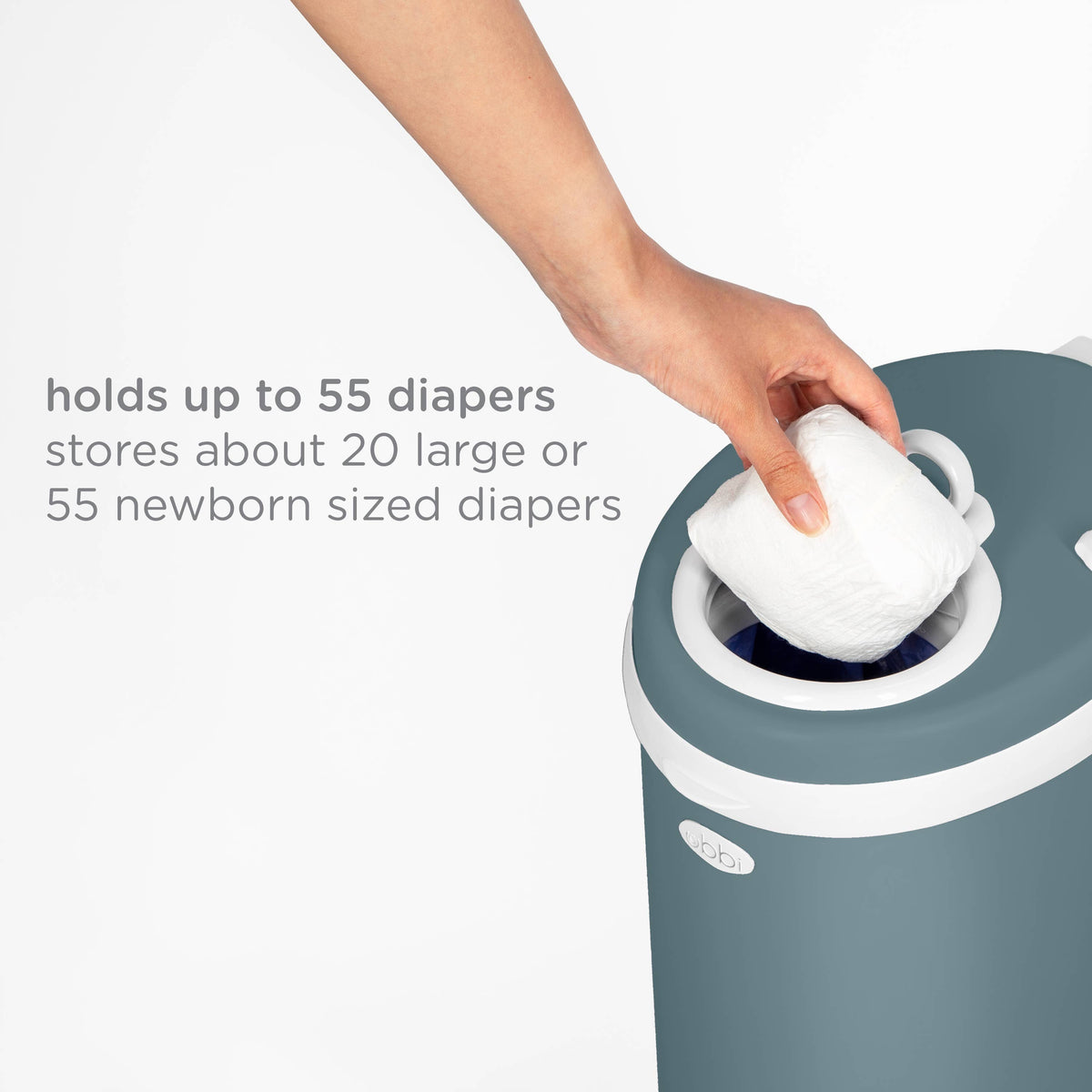 Ubbi Steel Diaper Pail — Odor-Locking Stainless Steel with Rubber Seal, Uses Any Standard Trash Bag