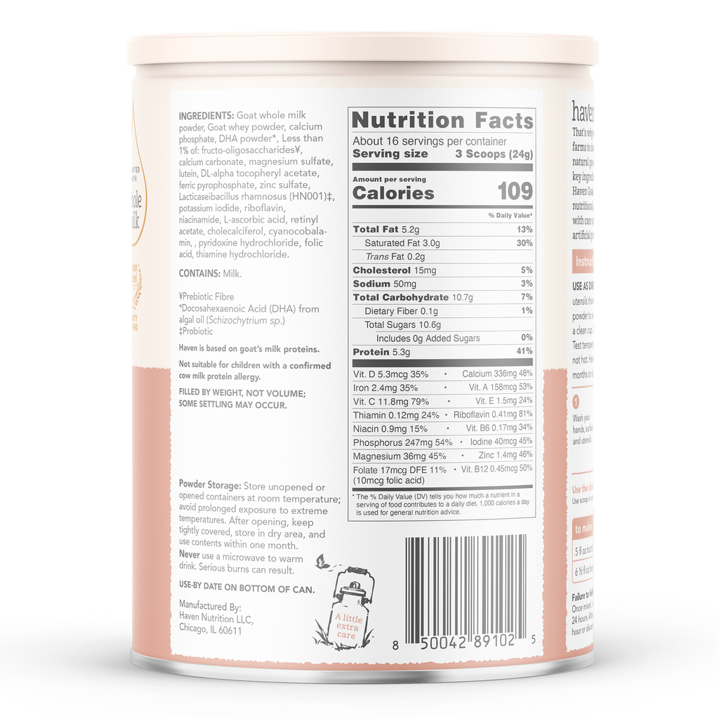 Haven Goat Toddler Formula | NZ Grass Fed Whole Milk