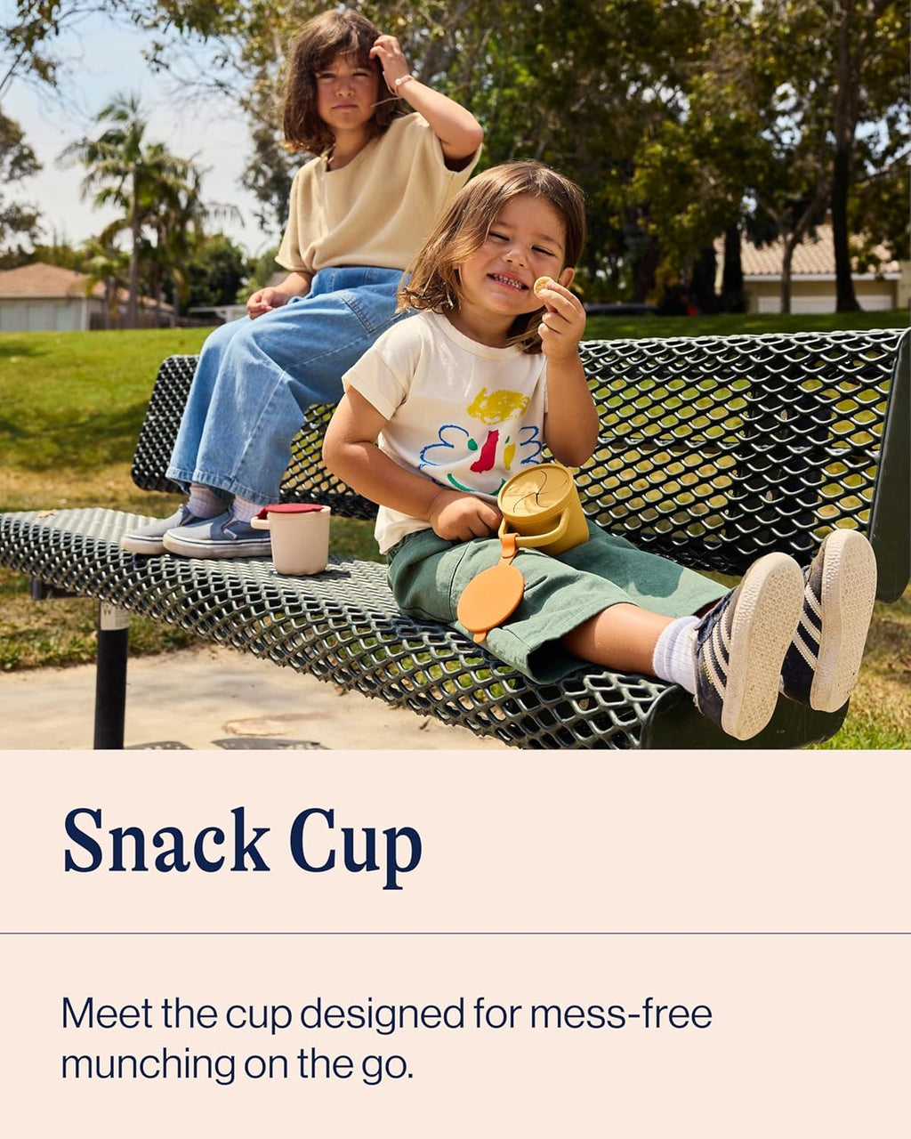 Lalo Snack Cup - Mess-Free Silicone Snack Cups for Toddlers & Babies with Detachable Lid, BPA-Free Baby Snack Containers, Fits Most Stroller & Car Seat Cup Holders, Dishwasher Safe, Oatmeal