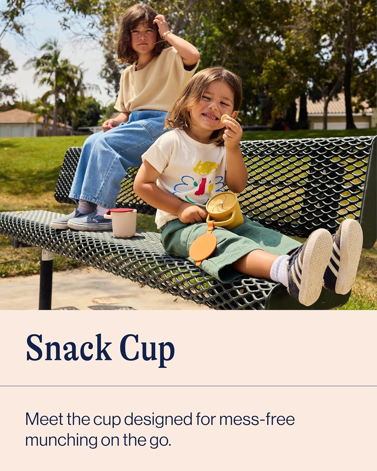 Lalo Snack Cup - Mess-Free Silicone Snack Cups for Toddlers & Babies with Detachable Lid, BPA-Free Baby Snack Containers, Fits Most Stroller & Car Seat Cup Holders, Dishwasher Safe, Oatmeal