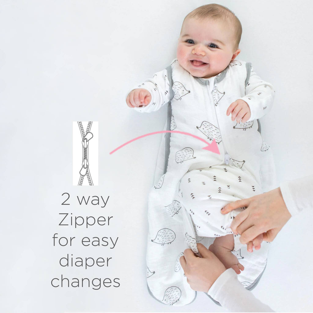 Soft Fleece zzZipMe Sack, 2-Way Zipper, Hedgehog, Black
