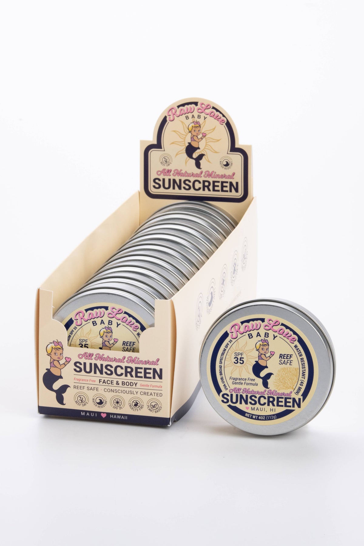 SPF 35 Baby Mineral Sunscreen Tin Reef-Safe, Fragrance Free