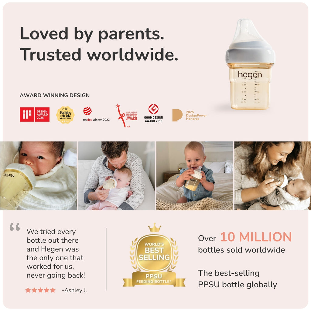Hegen PPSU Anti-Colic Baby Bottle - 3 to 6 Months - 240ml/8oz - 3-Pack