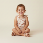 Organic Ruffle Jumpsuit - Cherry