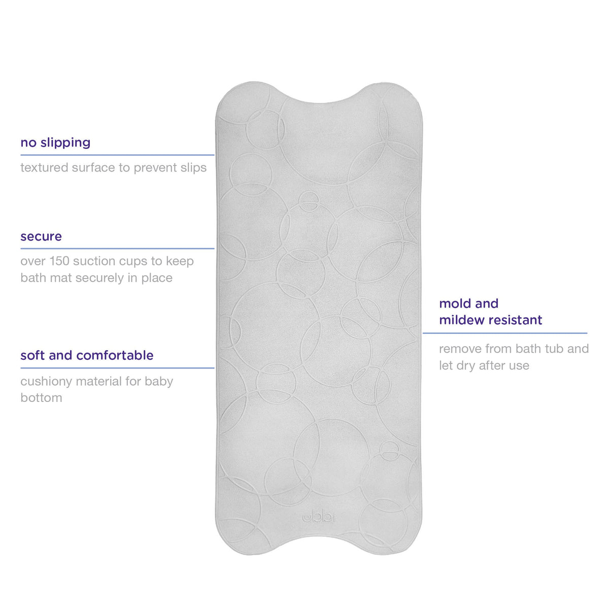 Non-Slip Gray Bath Mat for Babies & Toddlers