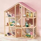 Tiny Land® Casa de muñecas Pegasus Sweetwood y muñecas de madera para casa de muñecas