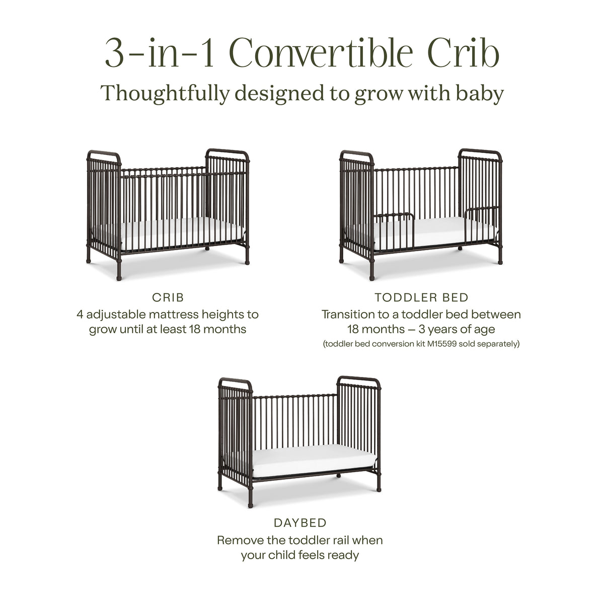 Cuna convertible 3 en 1 Abigail