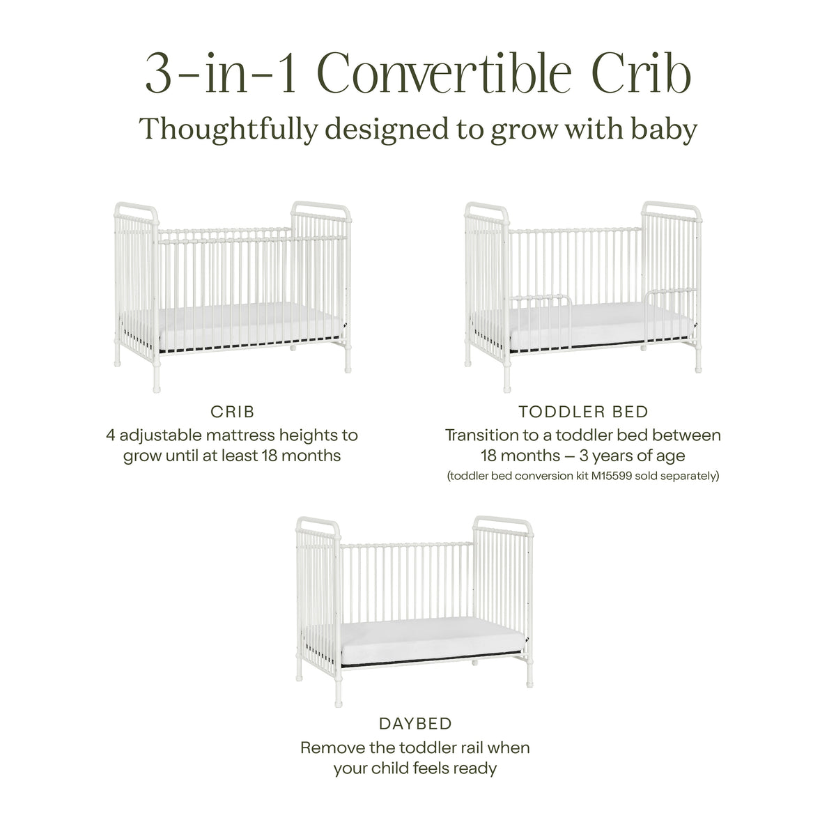 Cuna convertible 3 en 1 Abigail
