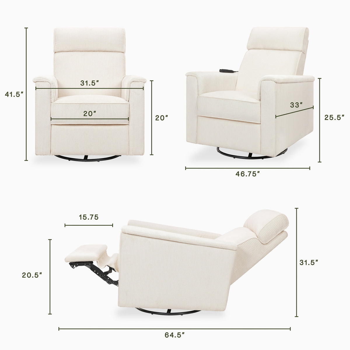 Willa Deluxe Power Recliner and Swivel Glider with Heat and Massage
