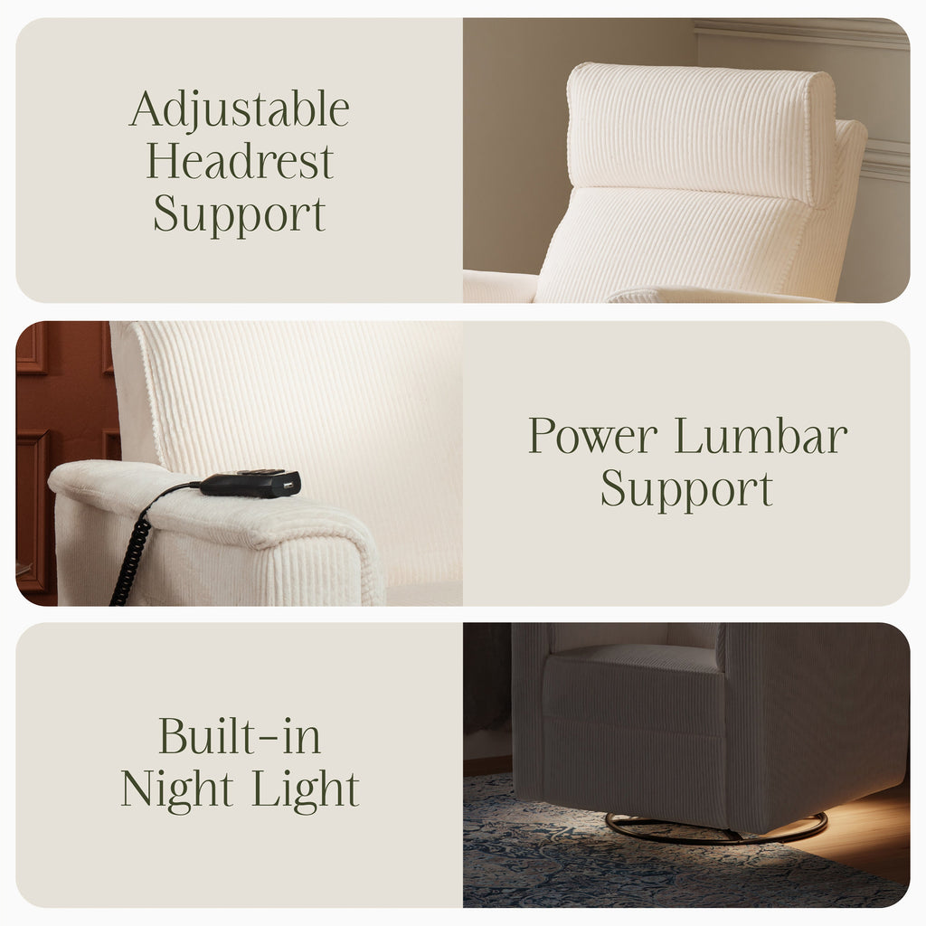 Willa Deluxe Power Recliner and Swivel Glider with Heat and Massage