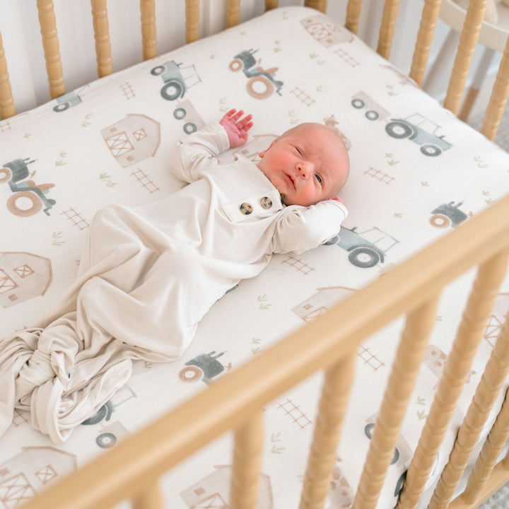 Crane Baby Charlie Farmhouse tractor crib sheet