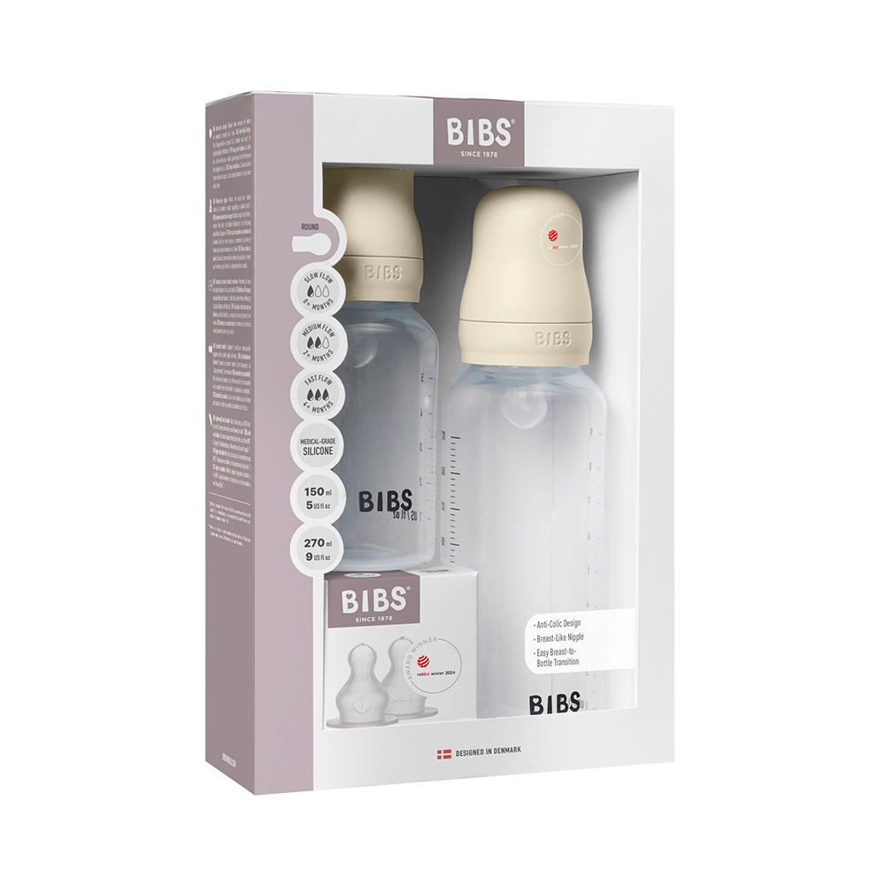 BIBS Grow & Flow Baby Bottle Set, 5oz + 9oz — Ivory