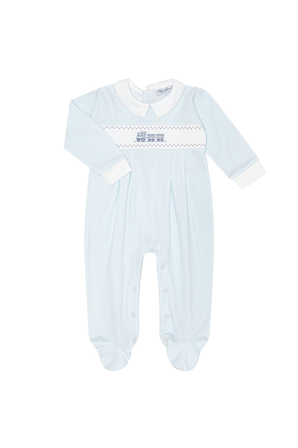Herringbone Embroidered Footie