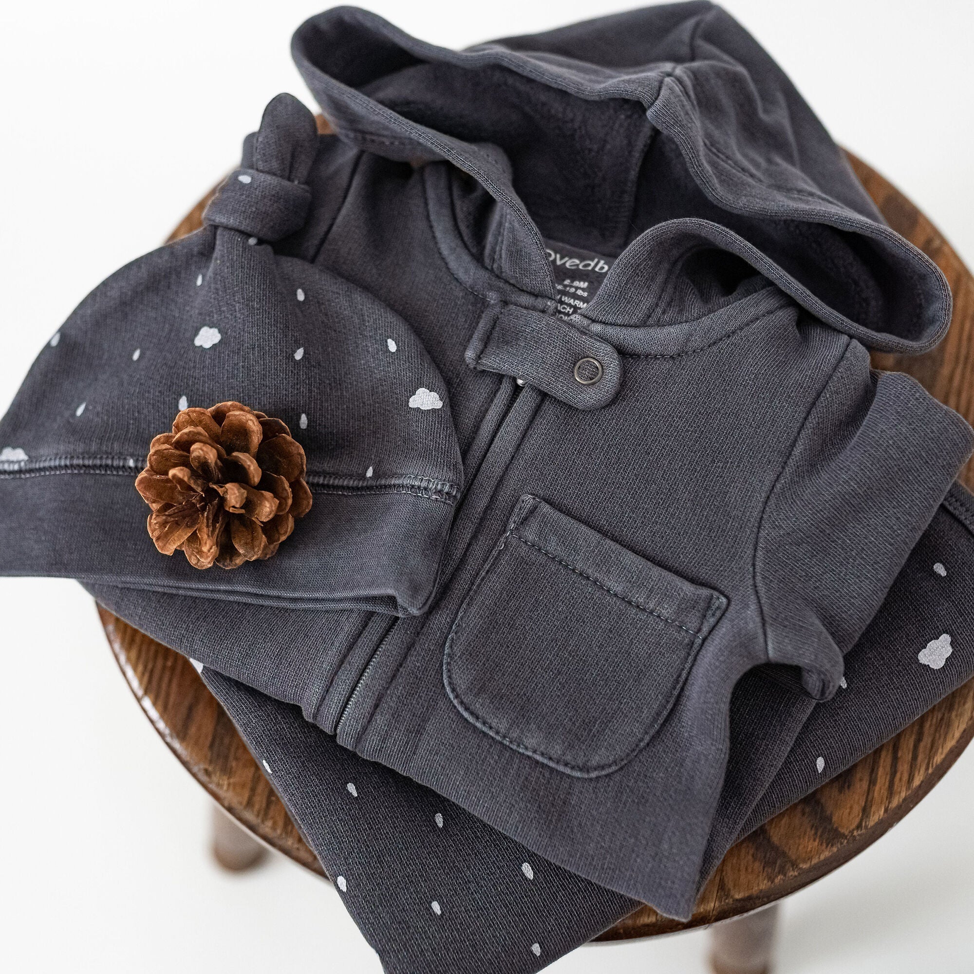 Coal | Organic Cozy Zipper Romper