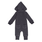 Coal | Organic Cozy Zipper Romper