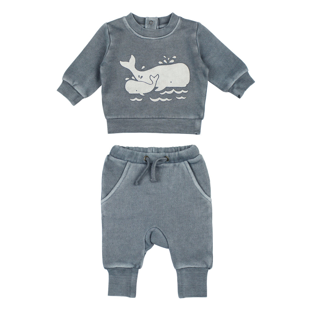 Moonstone Whale | Organic Cozy Graphic Sweatshirt & Jogger Set