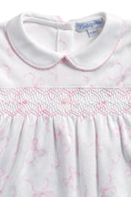 Charming Bows Print Smocked Footie