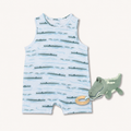 Muslin Coverall & Alligator Teething Toy - Alligator Isle