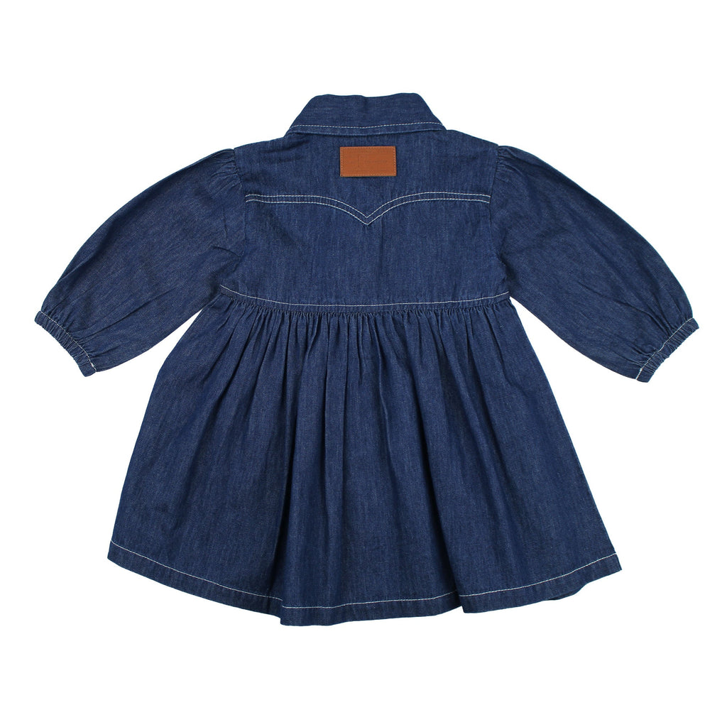 True Blue | Baby Western Denim Long-Sleeve Dress