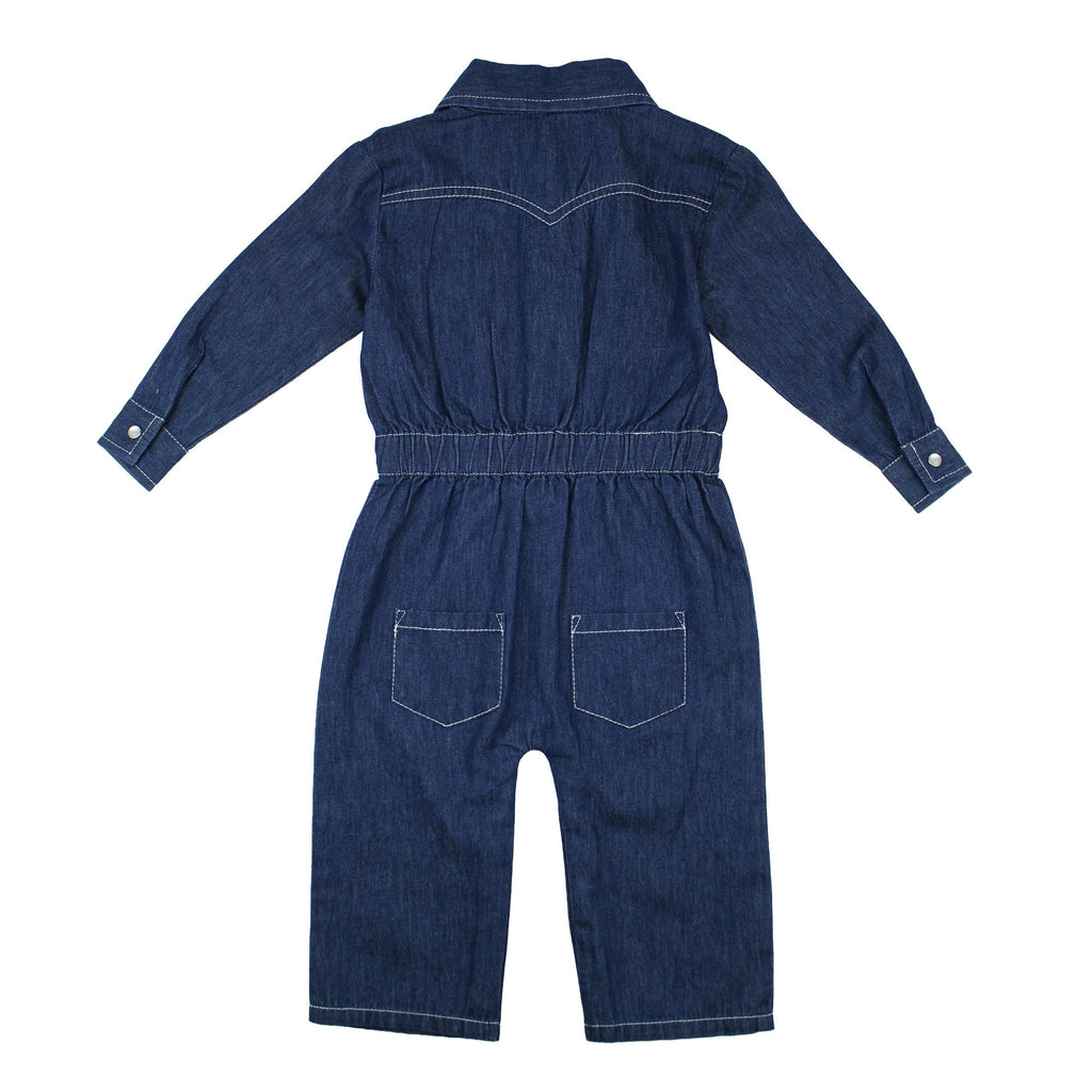 True Blue | Baby Western Denim Long-Sleeve Romper