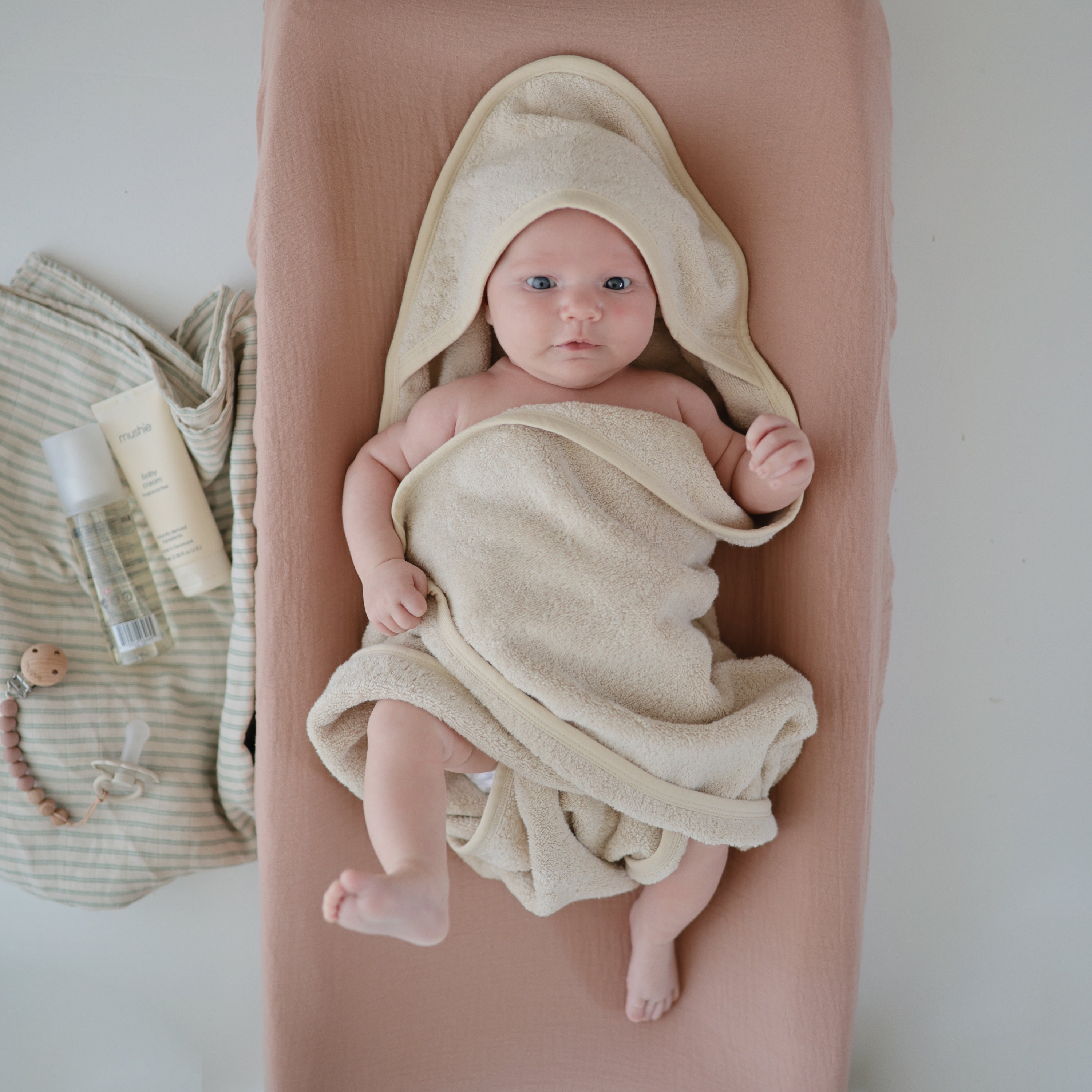 Organic Cotton Baby Hooded Towel - Mushie