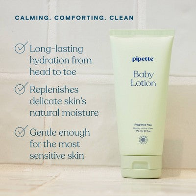 Pipette Baby Lotion Fragrance Free - 5.7 fl oz: Hypoallergenic, Sulfate-Free, Mineral Oil-Free, Vegan