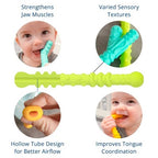 Re-Play Assorted Teether Straws with Cleaning Brush - 4pk: Soft Silicone Rattles for Infants, Baby Teething Aid